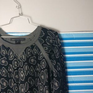 Marc by Marc Jacobs Animal Print Long Sleeve Raglan Crewneck Ribbed Knit Sweater
